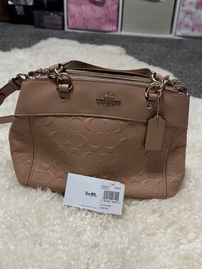 Coach Blush Pink Signature Embossed Leather Crossbody